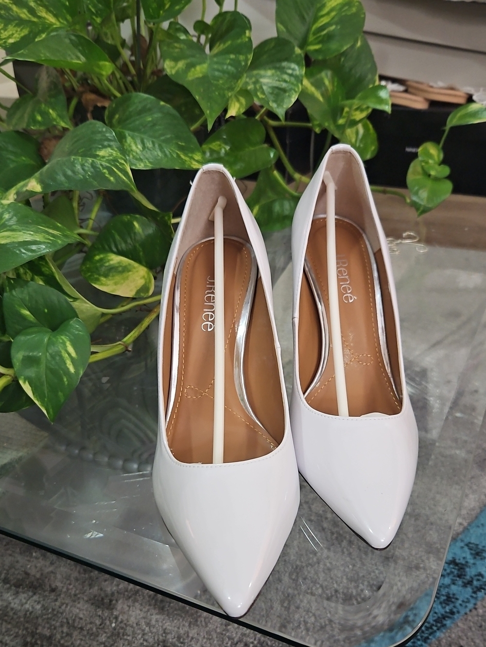 J.Renee White Pointed-Toe Patent Pumps